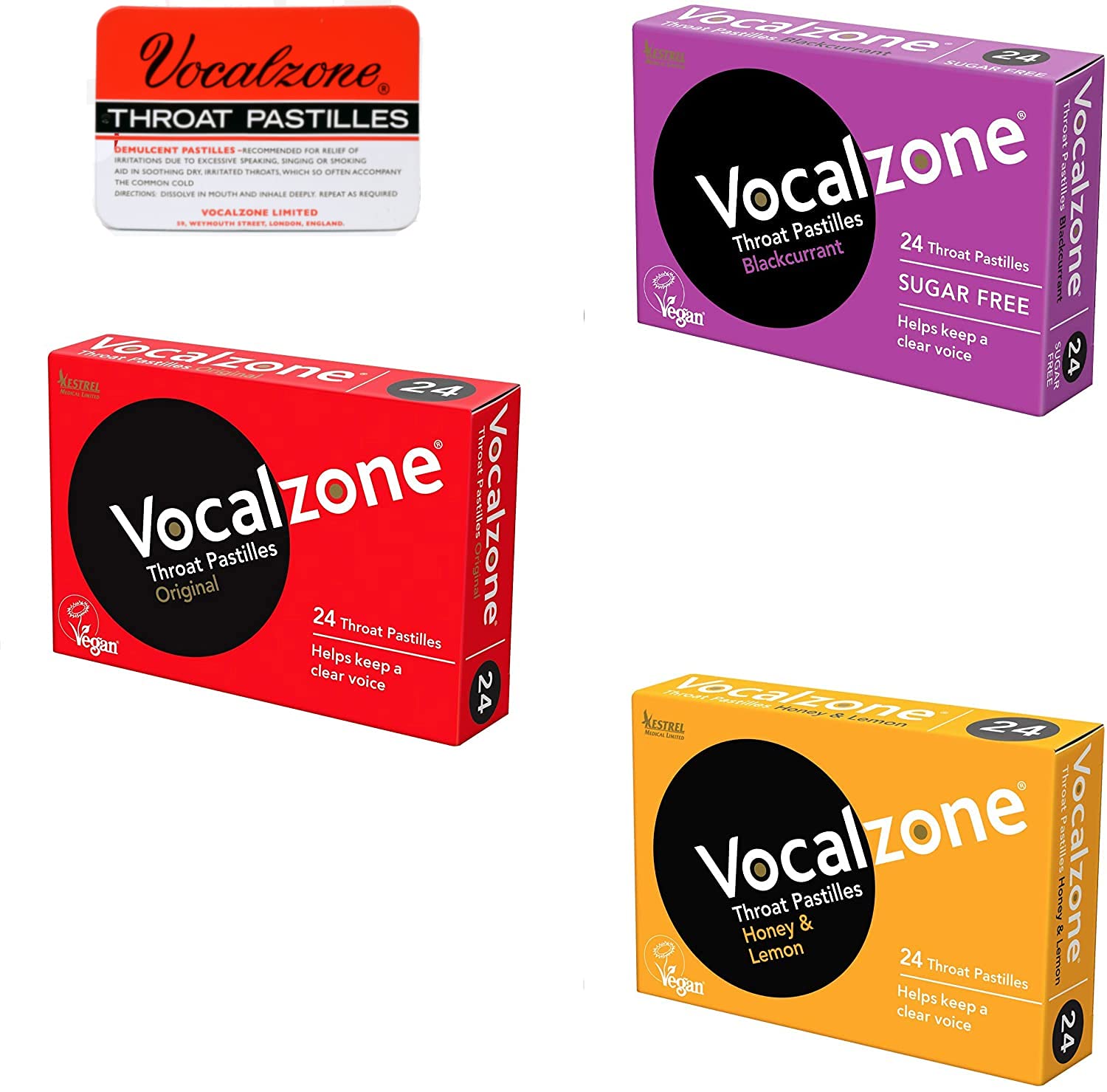 Vocalzone 3 Flavour Bundle + Free Tin! Tin May Vary. for Hard-Working Voices. Multi-Pack (3 x 24)