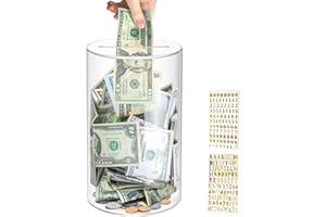 Piggy Bank for Adults Must Break to Open, Vcertcpl Acrylic Clear Piggy Bank Money Saving Box for Cash Saving, Unopenable Adults Piggy Bank for Real Money Bank Coin Bank Change Jar (Clear, 8" H x 5" D)