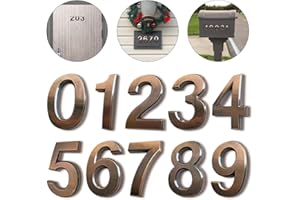 HopeWan Mailbox Numbers for Outside, Door Number Stickers for Address Sign, Raised 3D Style, Bronze Plated, 2-3/4IN High, Pack of 1 Set, Set of 10 Pcs. (2.75" 10 Pack (0-9）, Bronze)