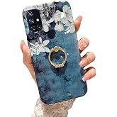 Flower Case Design for Oneplus Nord N10 5G Women Girls Cute Floral Slim TPU Shockproof Protective Cover with Gold Ring Kickstand Holder Lake Blue Case Compatible with 1+ Nord N10 5G - Magnolia