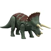 Mattel Jurassic World Dominion Roar Strikers Triceratops Dinosaur Action Figure with Roaring Sound and Attack Action, Toy Gift Physical &amp; Digital Play