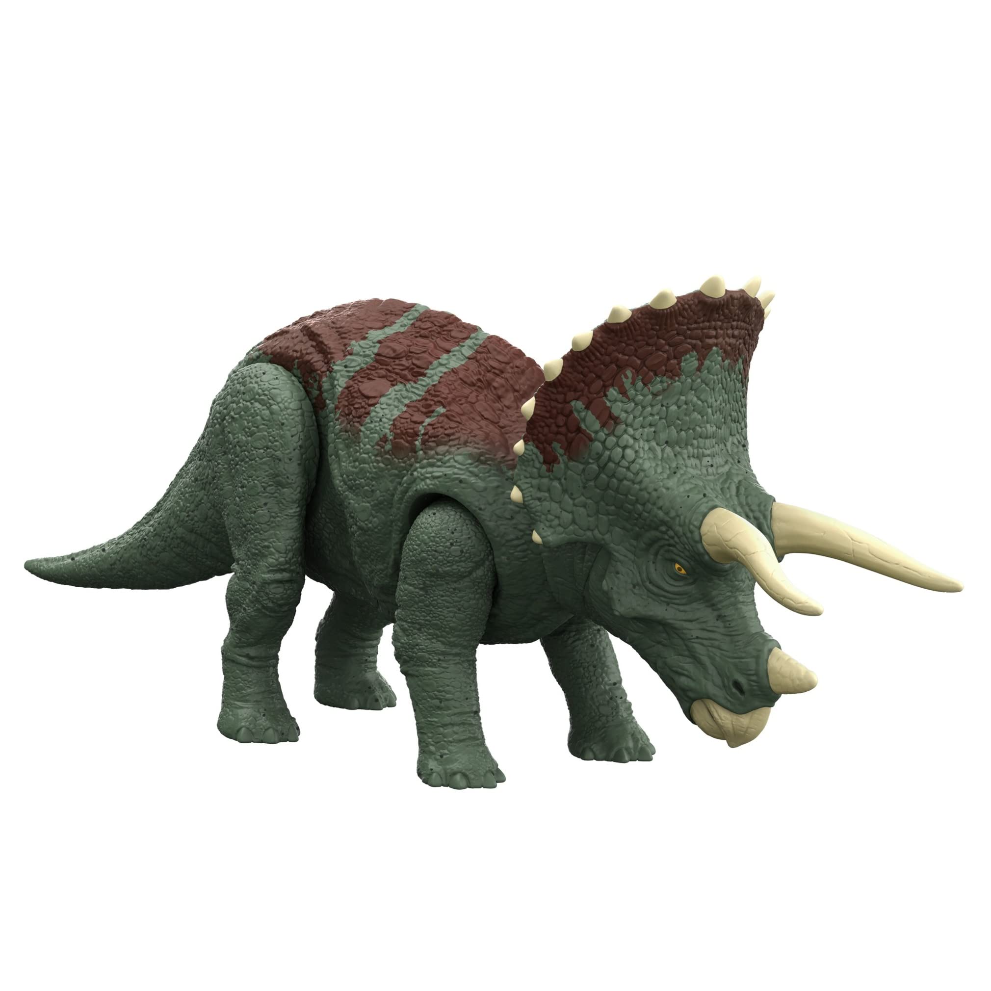 Jurassic World Dominion Roar Strikers Triceratops Dinosaur Action Figure with Roaring Sound and Attack Action, Toy Gift Physical & Digital Play ​​​