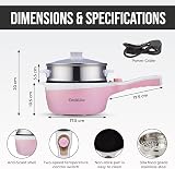 CookLite Electric Hot Pot Steamer 1.8L Pink Multi-Function Non-Stick 600W view 4