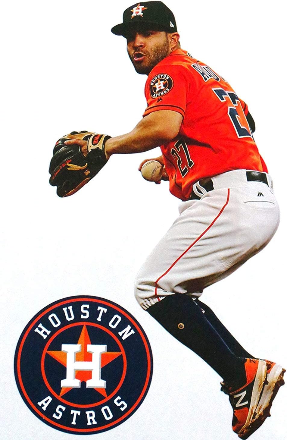 FATHEAD Jose Altuve Mini Houston Astros Logo Official MLB Vinyl Wall Graphics 7" INCH