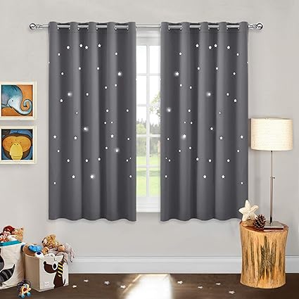 pony dance cortinas blackout modernas cortinas infantiles nina con estrellas para dormitorio nino habitacion juvenil 2 uds 167 x 137 cm gris
