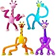 YAHAZORR Pop Tubes Giraffe Toy, 4 Pieces Colourful Shape-Changing Telescopic Tube Suction Cup Giraffes Fidget Toys, Animal po