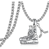 Daixiya Hockey/Basketball/Volleyball/Football/Soccer/Baseball/Softball/Golf Necklace 925 Sterling Silver Sport Pendant Necklace Sports Jewelry Gifts for Women Men Sport Lovers