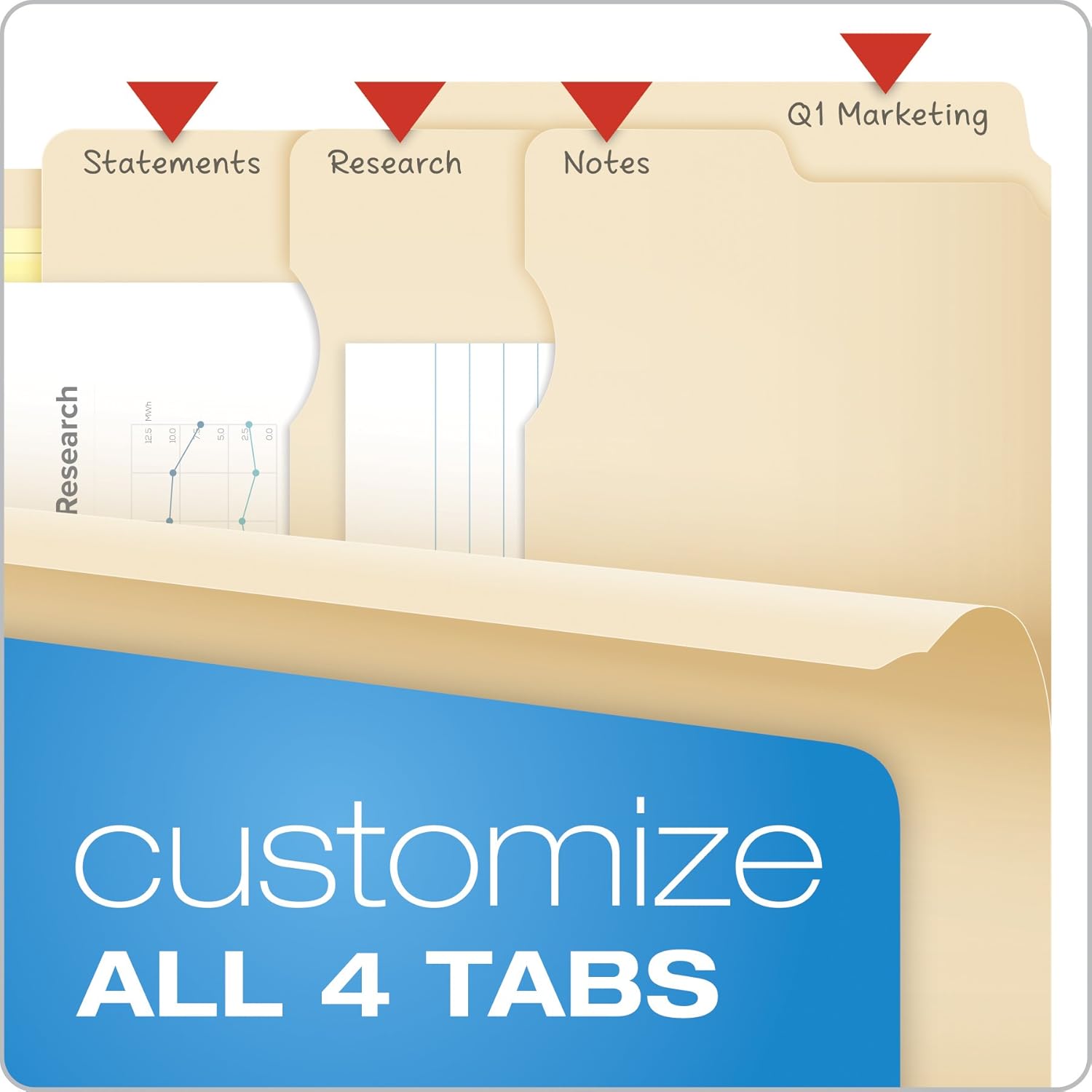 Pendaflex Divide It Up File Folders, Letter Size, Manila, 24/Pack (10770) : Office Products