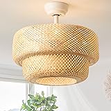 SYDACG Boho Ceiling Fans with Lights, 20" Rattan