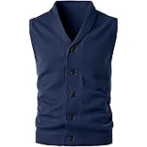 Sungerdasa Men's Shawl Collar Sweater Vest Casual Sleeveless Knitted Button Cardigan Vest