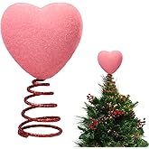 5 Inch Mini Valentine Day Hearts Tree Topper Flocked Tree Topper for Mini Trees Heart Decorations for Valentine's Day Party Holiday Ornament Home Decoration (Red)
