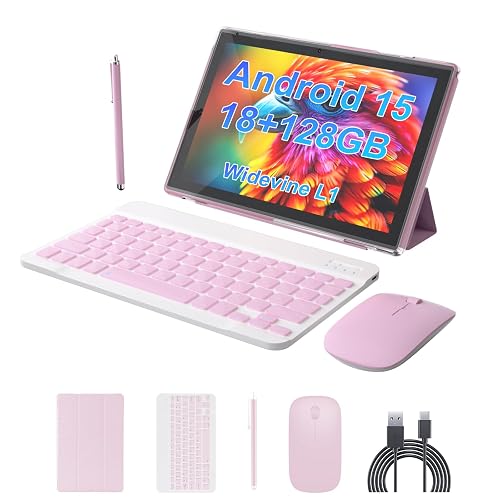 ZZB Android 15 Tablet 10 inch Tablet 2 in 1 Tablets with Keyboard Mouse ...