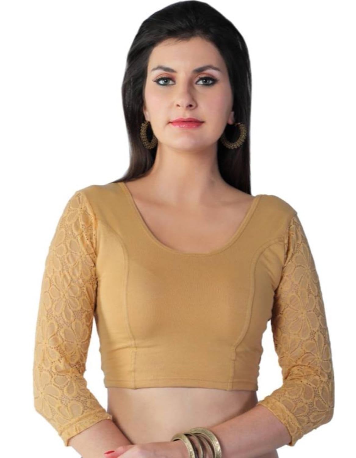 fressia fabrics women's stretchable readymade saree blouse crop top choli pack of 3