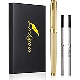 nekigoen Rollerball Pen for Men Women Luxury Metal Executive Pens Home Office Use with 2 Extra Refills Black Ink 0.7mm G2(gold)