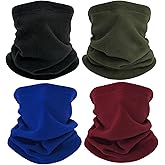 Cisnocr 4 Pieces Winter Neck Warmers Fleece Gaiter Windproof Face Face Mask Scarf Covering for Men Women
