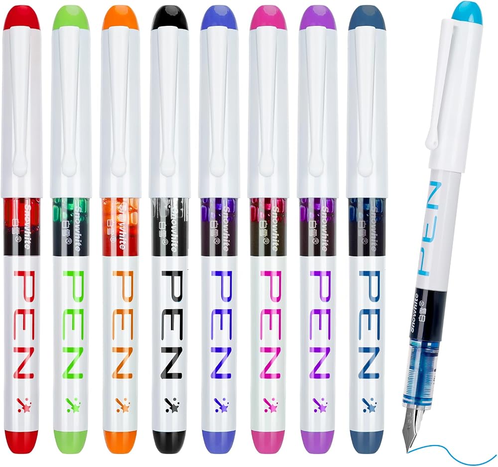 Friusate 9 Colored Fountain Pens Disposable EF Nib Multicolor Ink Set