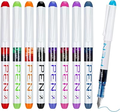 Friusate 9 Colored Fountain Pens Disposable EF Nib Multicolor Ink Set