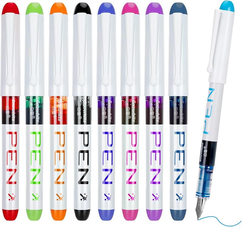 Friusate 9 Colored Fountain Pens Disposable EF Nib Multicolor Ink Set