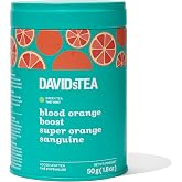 DAVIDsTEA Blood Orange Boost Green Tea, Loose Leaf, Low Caffeine, 50g Tin | Blood Orange, Rosemary, Hibiscus and GABA Green Tea, Bright Citrus and Floral Notes, Enjoy Hot or Iced, Keeps Fresh in Tin