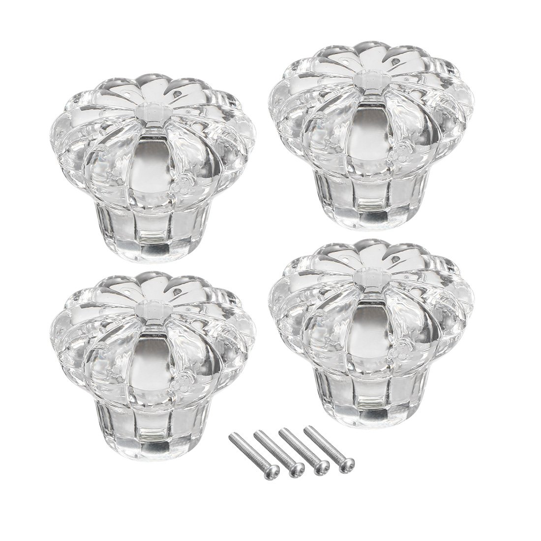 Sourcingmap 37mmx29mm Drawer Dresser Single Hole Acrylic Round Knob Pull Handle Clear 4pcs