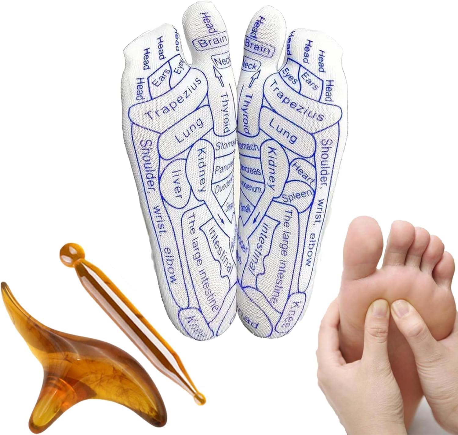 Reflexology Socks Set, Acupressure Reflexology Massage Socks with Massage Tools, Pressure Point Socks for Foot Reflexology Massage, Reflexology Foot Massage Socks (Men (40-45))
