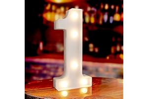 ISTHKUBW Marquee Numbers, Light Up Numbers for Party, Lighted Number 1, Battery Powered Led Birthday Number, Light Up Sign for Birthday Party Gradutaion New Year Anniversary Baby Shower Bedroom Wall Decor