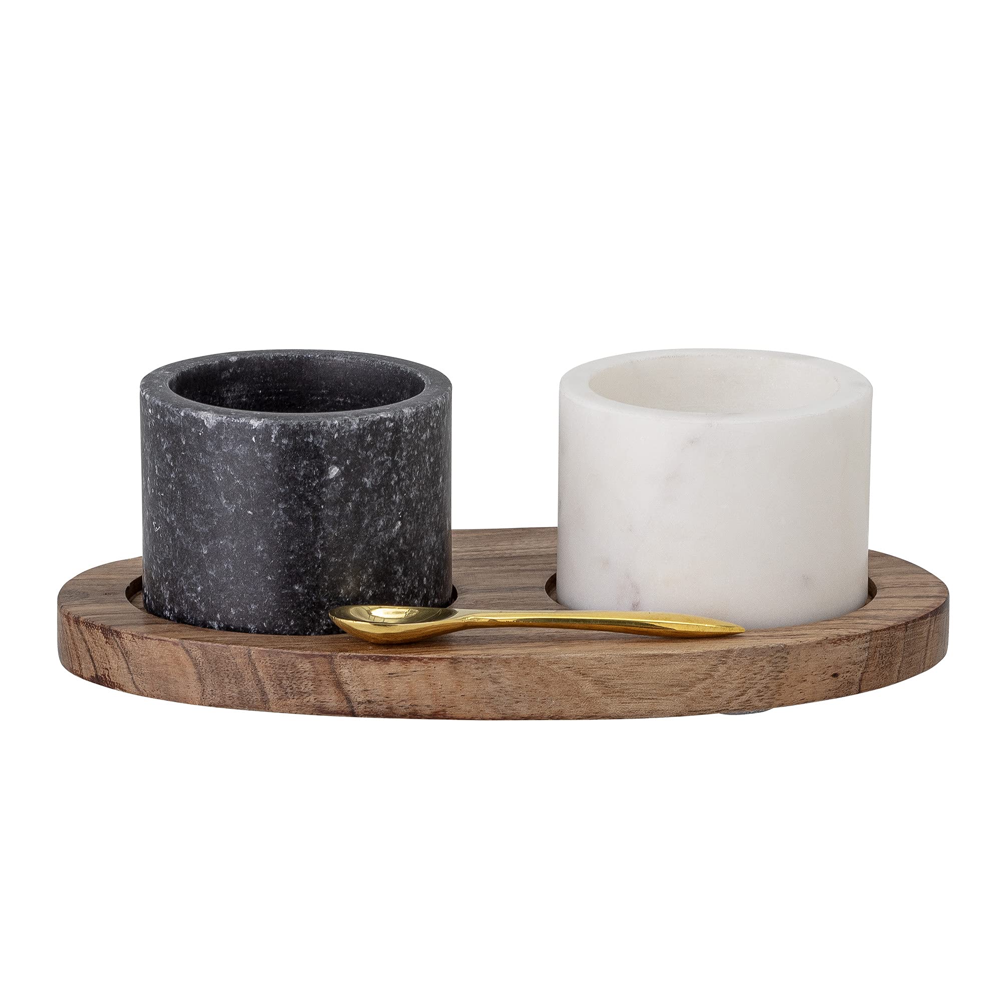 Bloomingville Florio Salt Glass with Spoon Black Marble