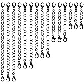 Tucnoeu 15pcs Black Necklace Extenders, 5 Size Bracelet Extender Jewelry Extenders Choker Extender Lobster Necklace Extenders for Necklaces,Chain Extender for Jewelry Making