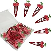 20 Pcs Snap Hair Clips - Cherry Barrettes for Women and Girls