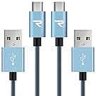 RAMPOW Micro USB Cables Braided [2-Pack 3.3ft] Android Charger Cables/Samsung Fast Charging Cords for Android Devices, HTC, Motorola and More - Blue