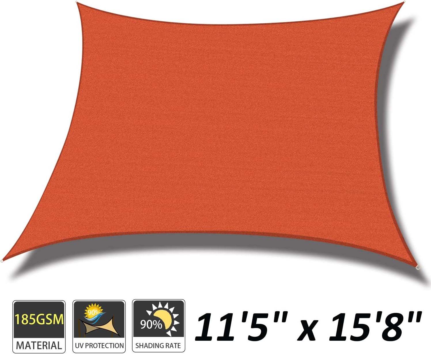 Cool Area 11'5" x 15'8" Rectangle Sun Shade Sail for Patio Garden Outdoor, UV Block Canopy Awning, Terra