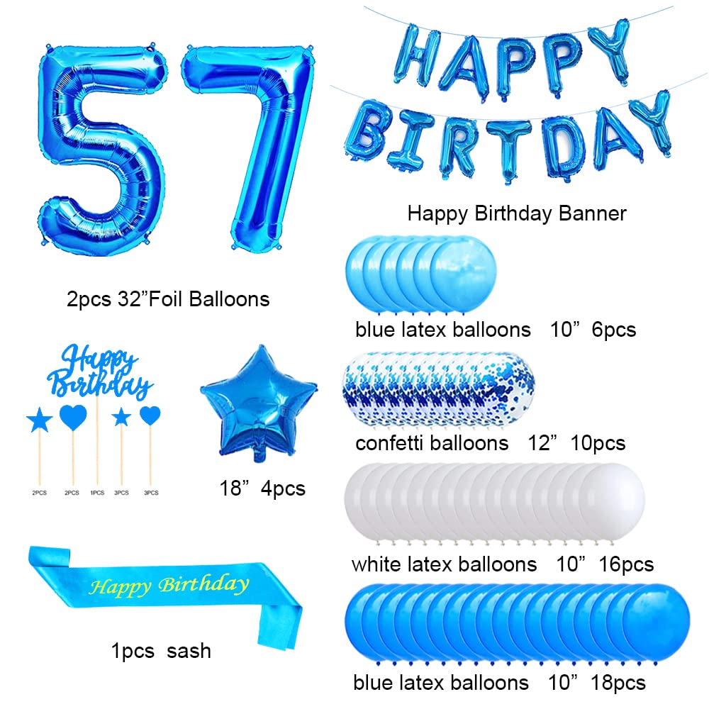 Mua Blue 57th Birthday Decoration Happy Birthday Banner Number 57 ...