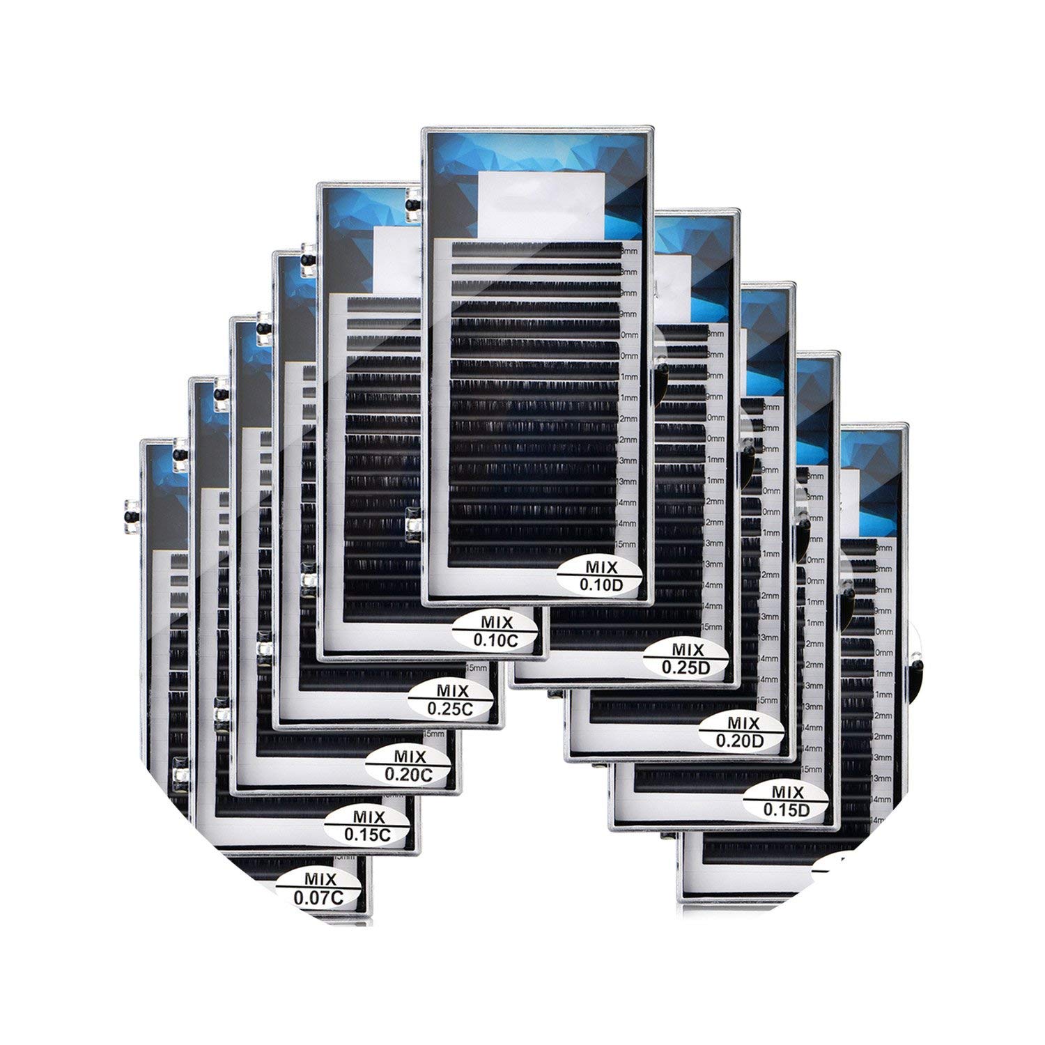 8MM-15MM Eyelash Extension Mink False Eyelashes Soft Black 16rows Individual Lashes Microblading Makeup Tool,C,0.07mm,15mm