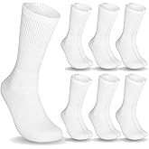 Special Essentials 6 Pairs Non-Binding Diabetic & Circulator Crew Socks For Men & Women - Soft Moisture-Wicking Cotton