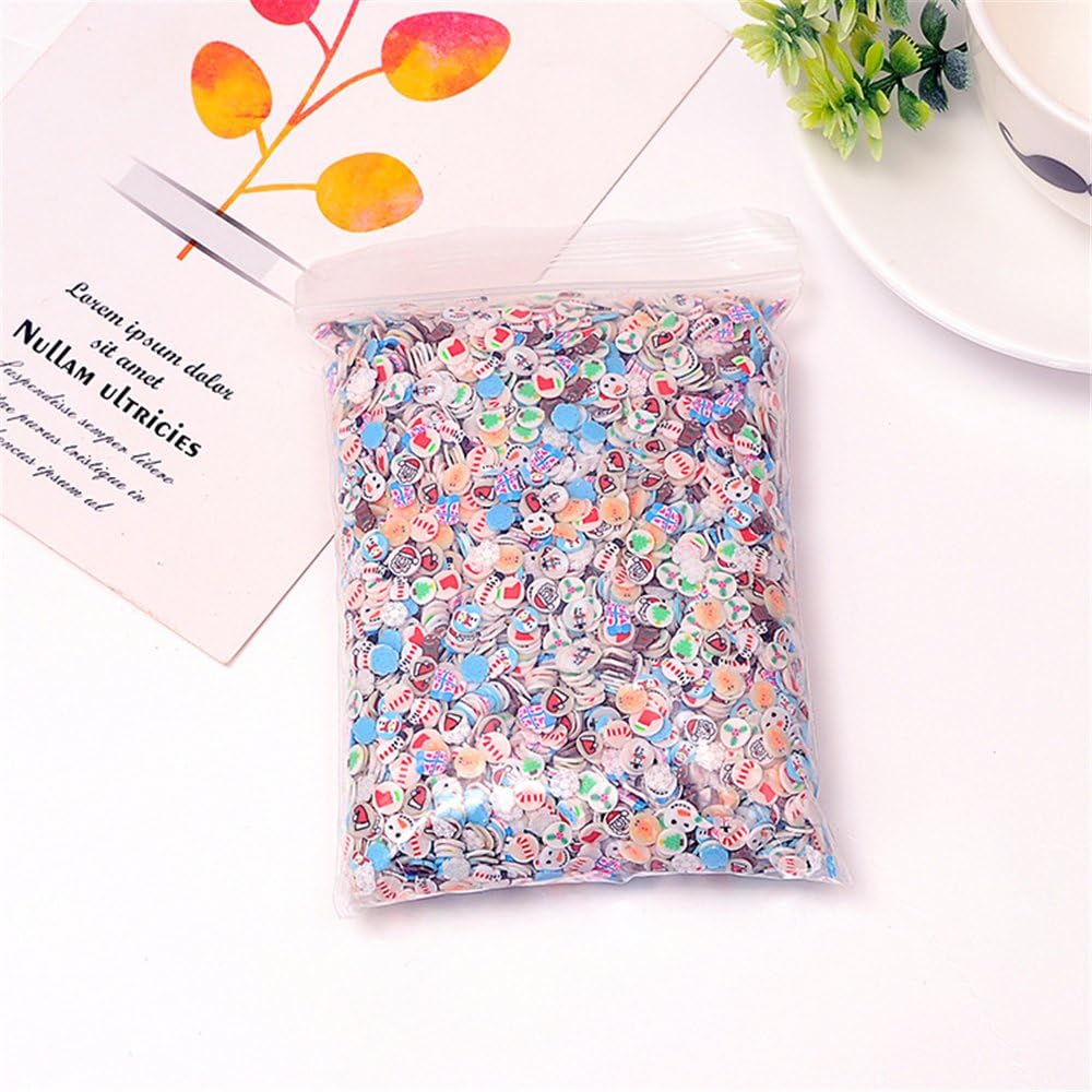 VolksRose 10000 Pcs Soft Clay 3D Nail Art Canes Stickers Mini Designs Multi-colored Christmas Snowman Socks Hat Candy Gift Assorted Pattern Slice Cellphone Face and More Decorations Tools #7