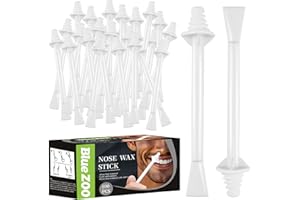 100Pcs Nose Wax Sticks Applicator with Disposable Spatulas for Nostril Cleaning Ear Face Eyebrow Mustache Hair Removal for Men Women, Painless, with Delicate Packing Box for Gift, BlueZOO