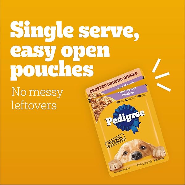 PEDIGREE CHOPPED GROUND DINNER ADULT SOFT WET DOG FOOD 18-COUNT BACON FILET MIGNON VARIETY PACK, 3.5 OZ. POUCHES