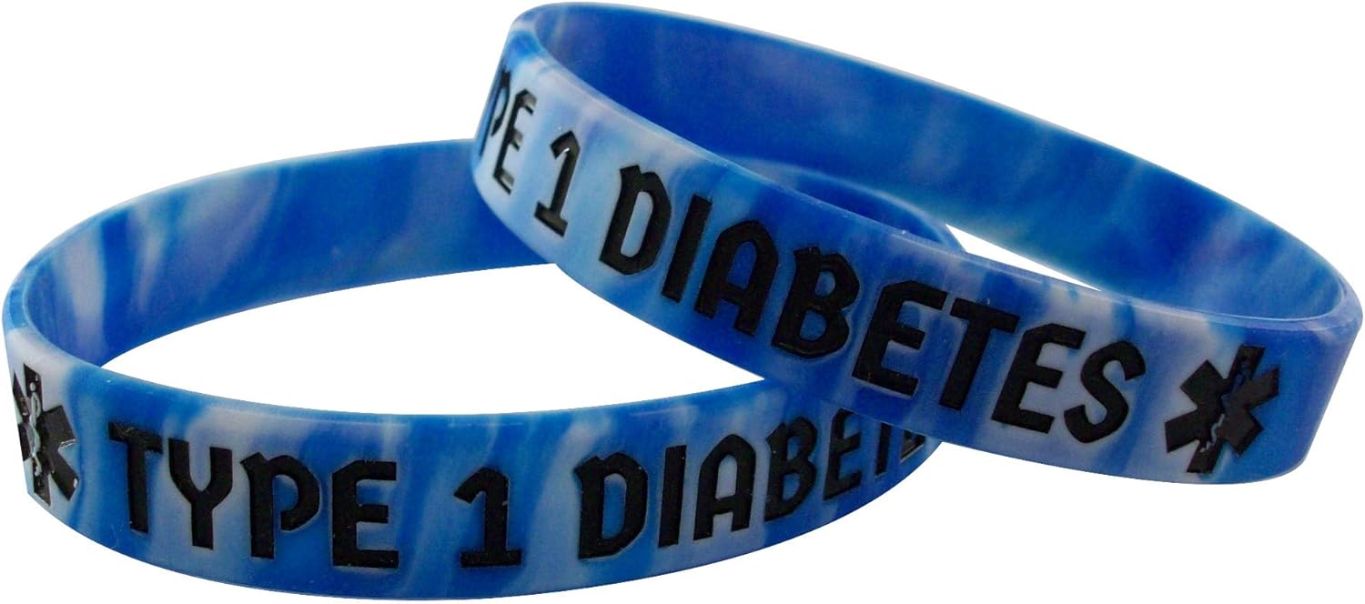 2Pack Type 1 Diabetes Smudge Medical ID Alert Wristband