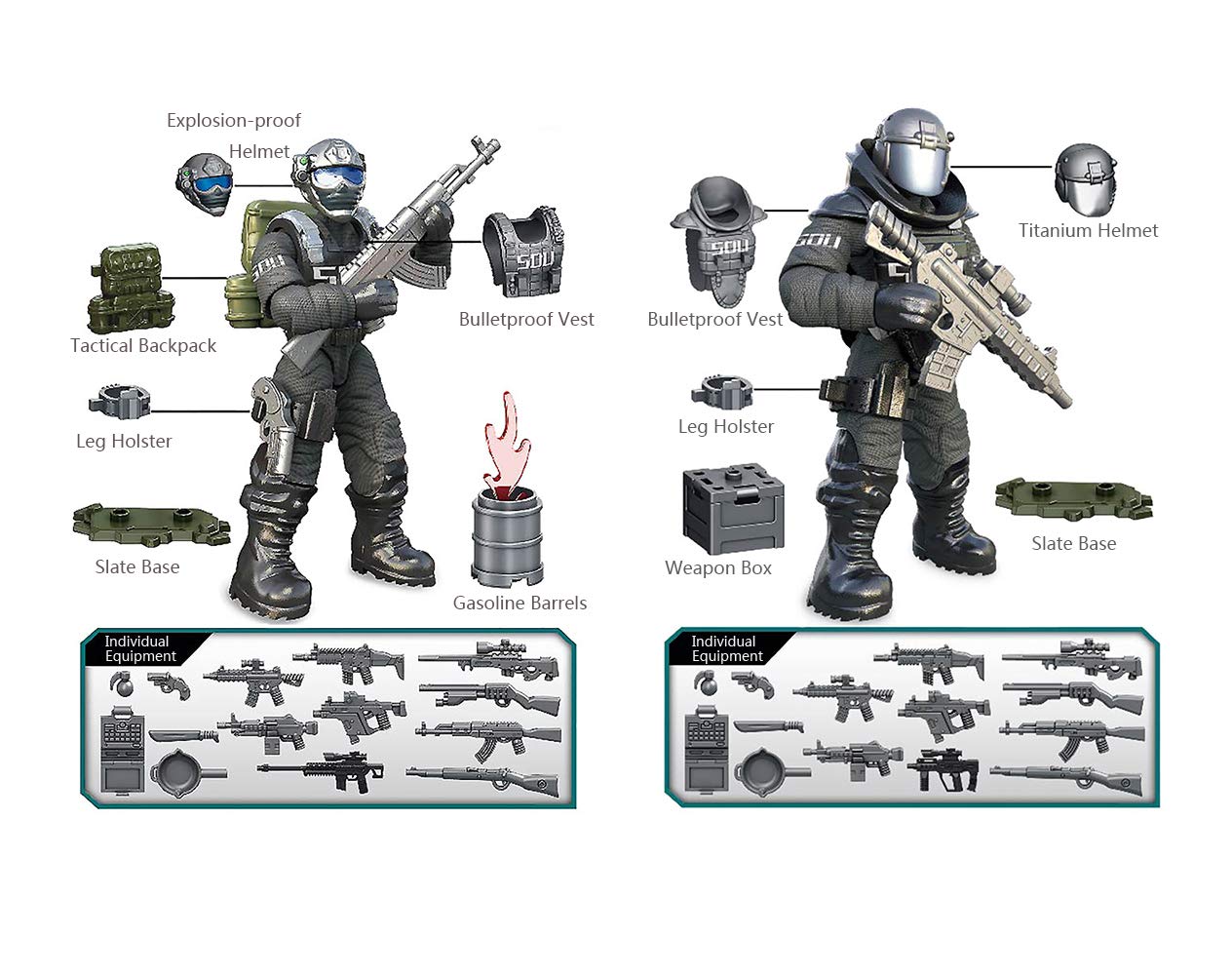 YEIBOBO ! Special Forces Mini Action Figure with Military Weapons and Accessories (Flying Tigers Team XJ-822)