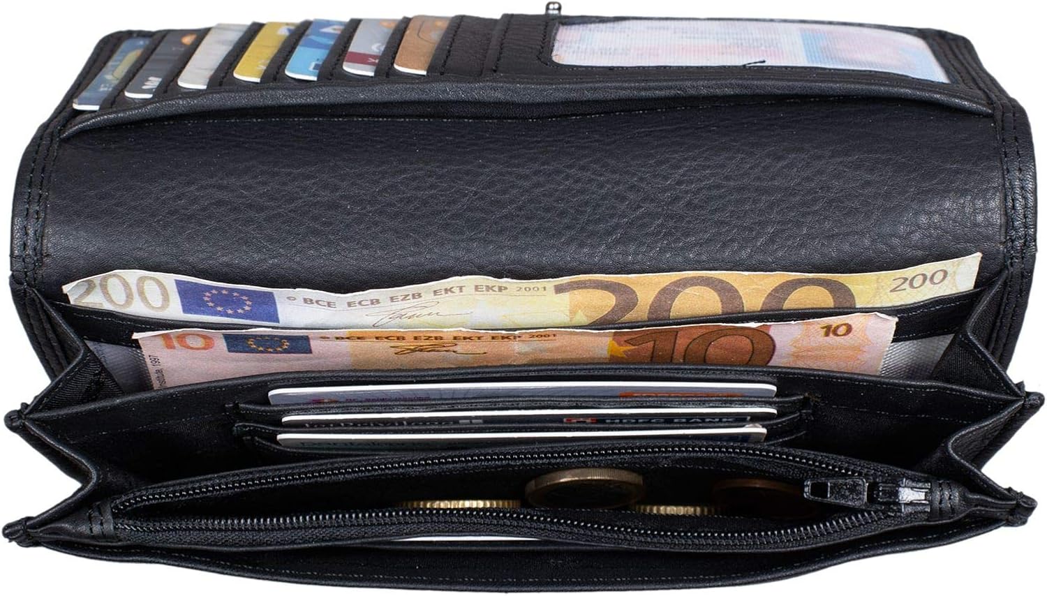 STILORD 'Lotta' Vintage Purse for Women RFID Leather Classic Wallet with RFID Blocker 10 Credit Card Pockets and Gift Box, Colour:Black - Image 5
