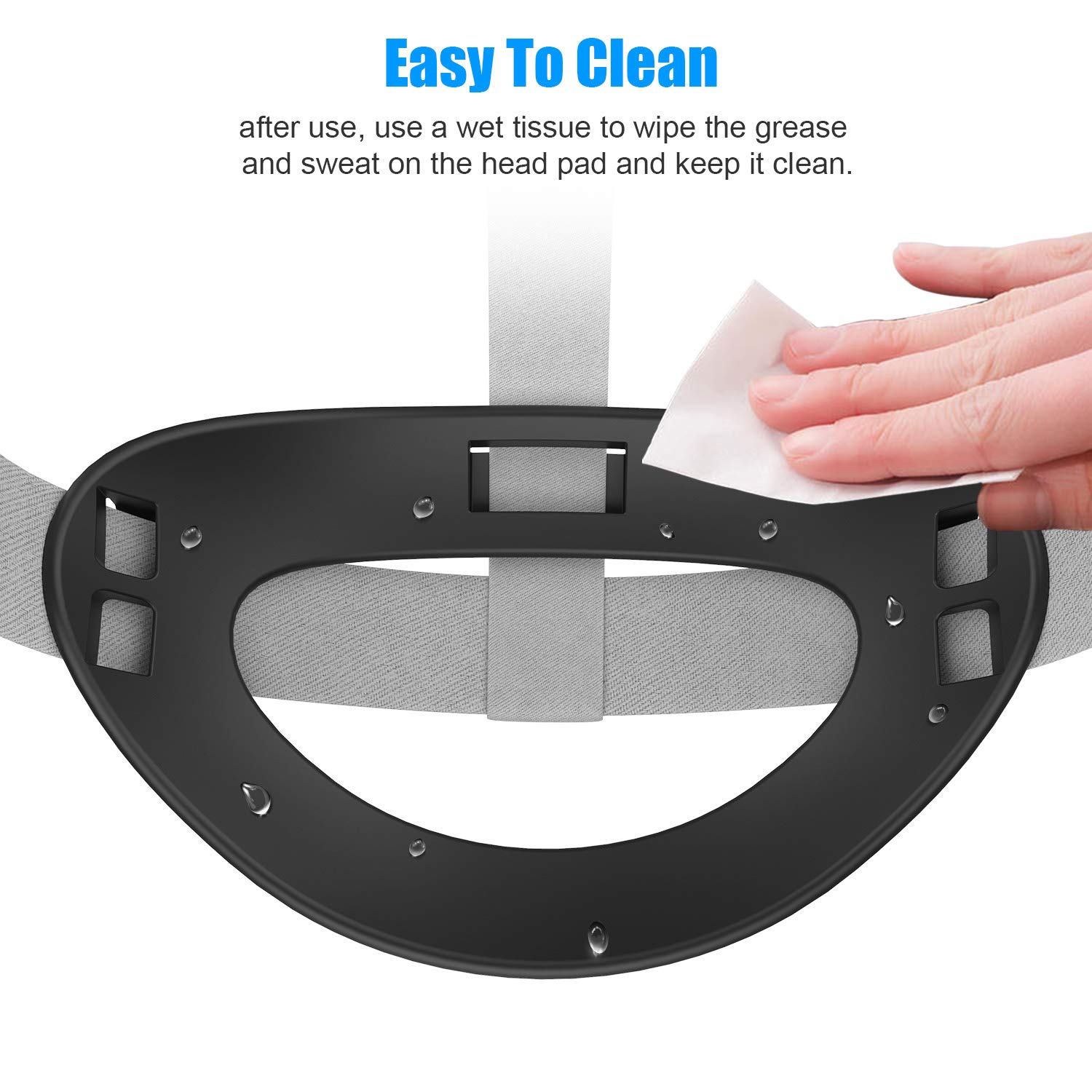 AMVR Head Strap Attachment for Oculus Quest 2, Soft TPU Elite Strap Back Pad VR Accessories Compatible with Meta Quest 2, Reduce Head Pressure to Enhance Comfort and Game Experience（ No Strap, Black）