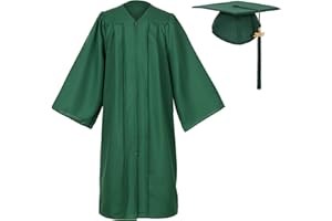 Erligo Unisex Matte Graduation Gown and Cap Set with Tassel for Middle High School Bachelor