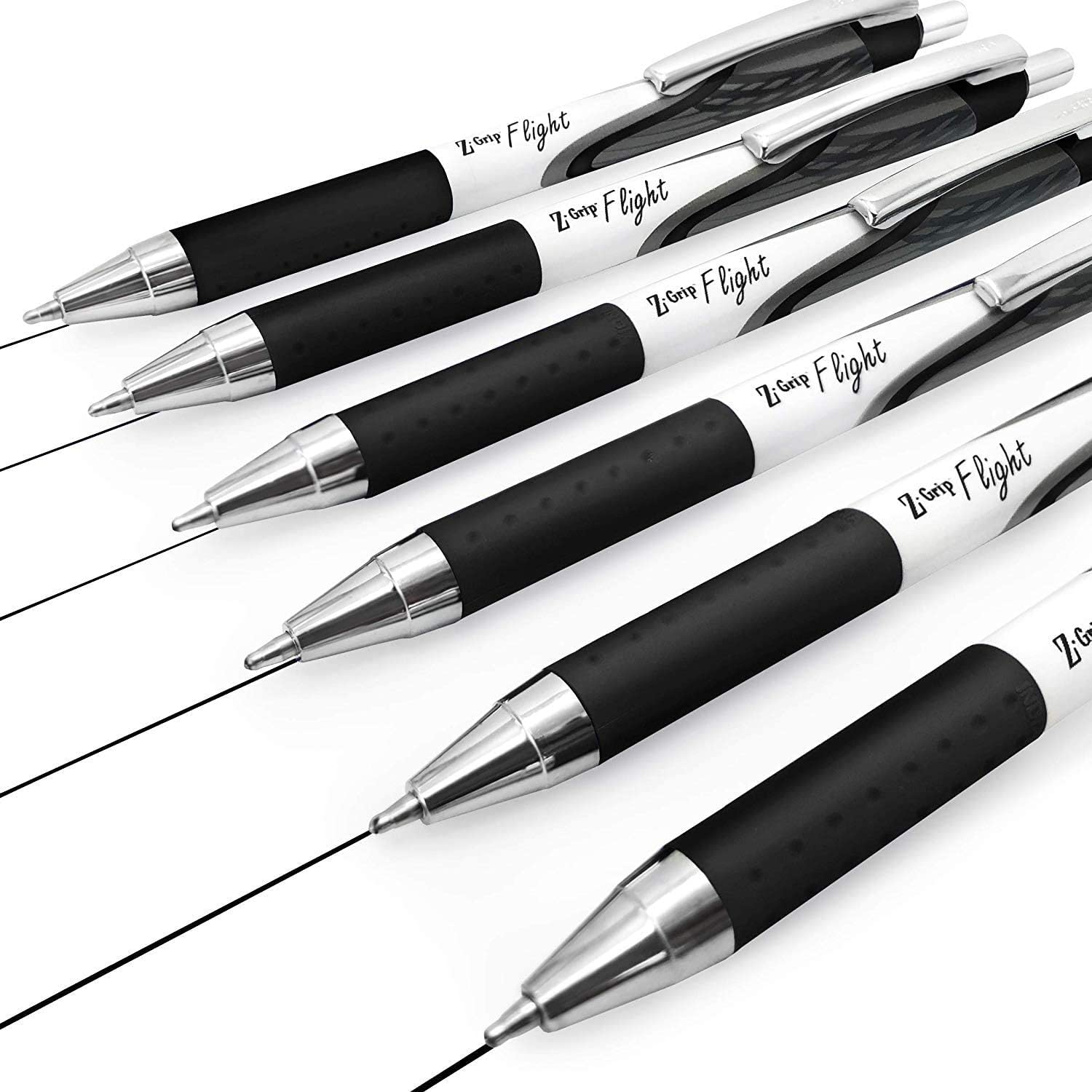 Zebra Classic Z-Grip Flight Ballpoint Pens - 1.2mm - Black Ink - Pack of 6