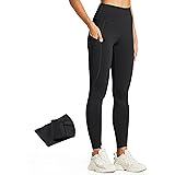 ZUTY Fleece Lined Leggings Women Water Resistant Winter Thermal Insulated High Waisted Hiking Leggings Pockets Plus Size