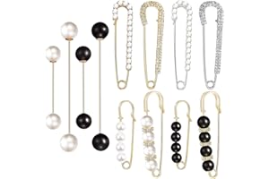 REDANHA 12 PCS Sweater Shawl Clips Retro Sweater Shawl Clips Faux Crystal Pearl Brooch Pins for Women Girls Costume Accessory