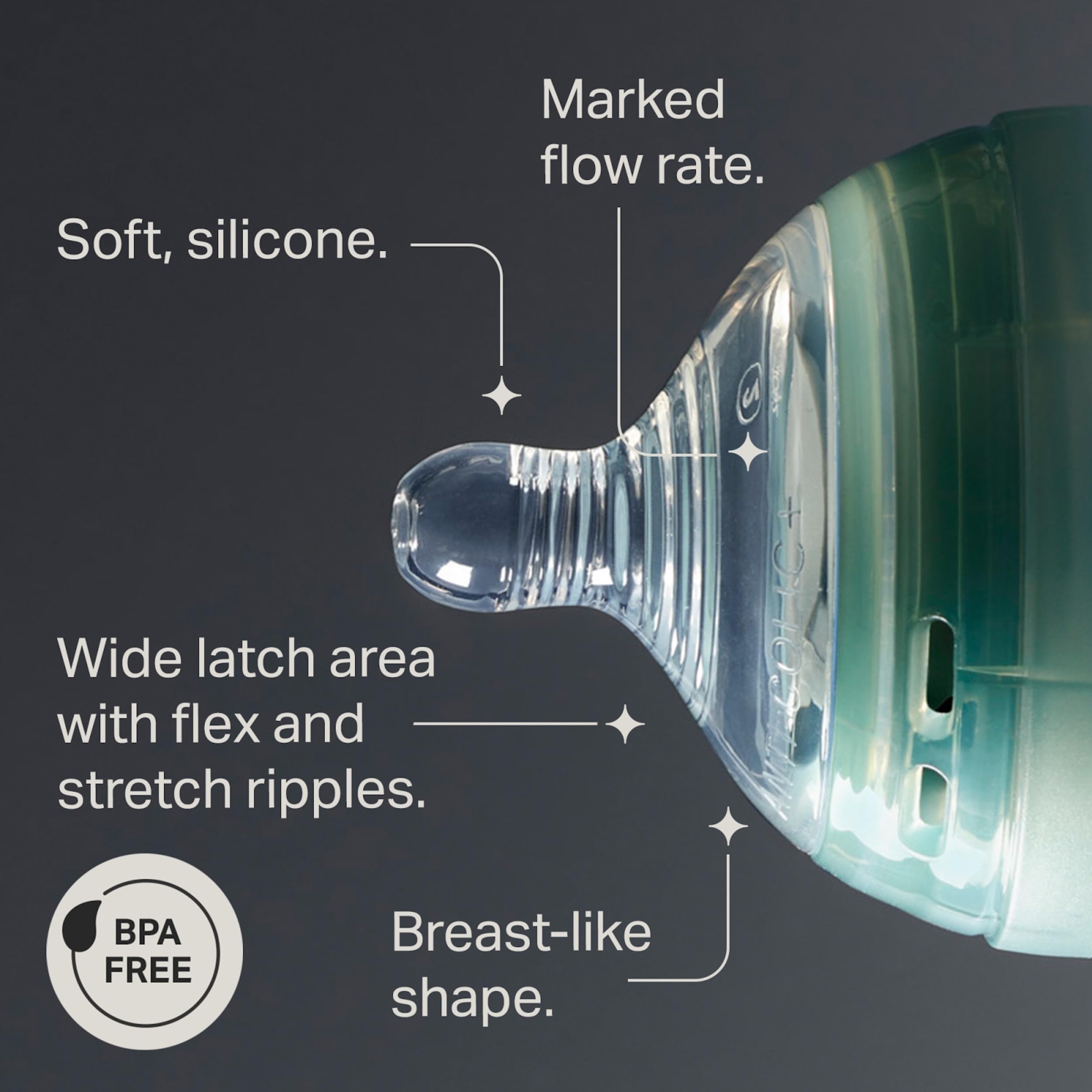 Tommee Tippee Advanced Anti-Colic Baby Bottle Nipples, Breast-Like for A Natural Latch, Soft Silicone, Medium Flow, 3+ Months, Pack of 2