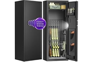 10-15 Gun Rifle Safe for Home Security, Gun Safe for Rifles and Pistols - Quick Access Digital Keypad | Easy Assembly Gun Saf