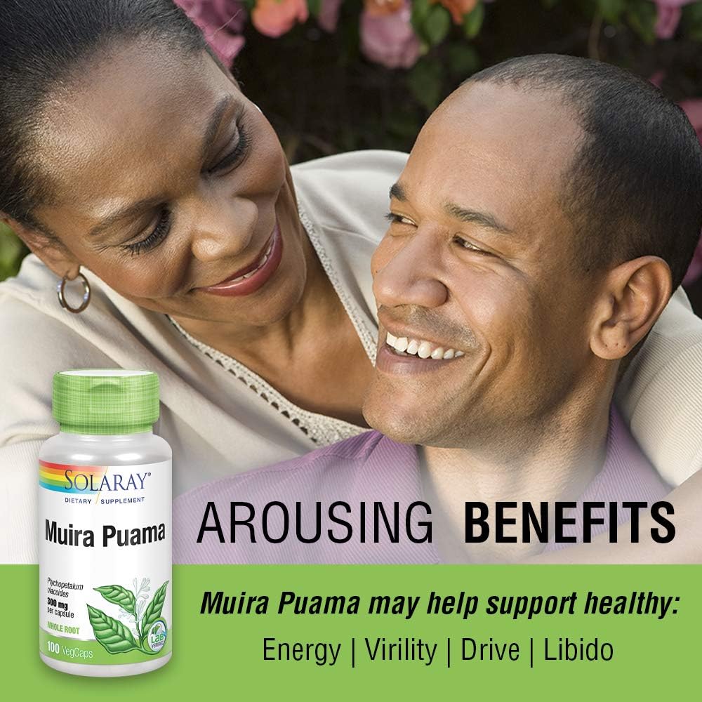 Solaray Muira Puama Root 600 mg | Healthy Energy, Physical Performance & Libido Support | 50 Servings | 100 VegCaps: Health & Personal Care