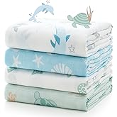 Momcozy Muslin Swaddle Blankets, Ultra Soft Neutral Registry Essentials, Marine Sea Sprite Magic, Breathable Large 47'' x 47'' Newborn Boys Girls Receiving Blanket