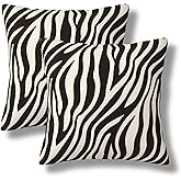 BEITUOLA Black and White Zebra Print Throw Pillow Covers 18x18 Set of 2 Striped Decorative Pillow Cover Modern Outdoors Square Pillowcase Cushion Case Home Decor for Sofa Couch Bed
